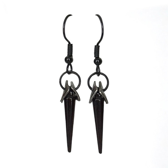 5 For $25💫Black Punk Spike Cone Dangles Earrings - Picture 3 of 4